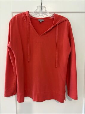 Talbots Coral V-Neck Hooded Pullover